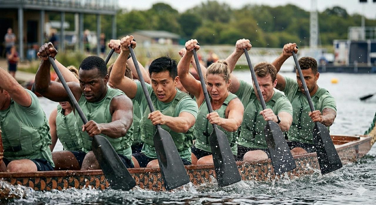 London skyline and water